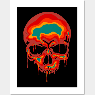 pop art dripping skull Posters and Art